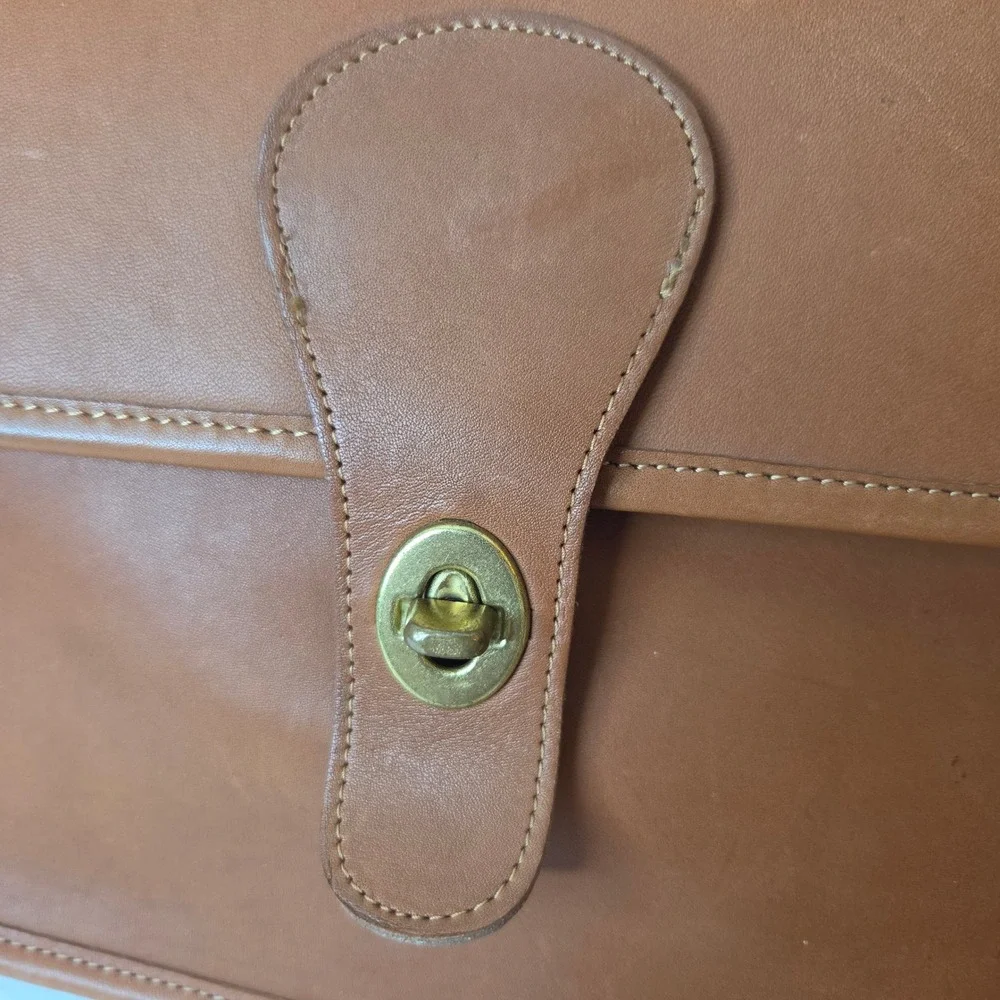 Vintage COACH 5275 Leather Briefcase Messenger Bag British Tan Made in USA 80s